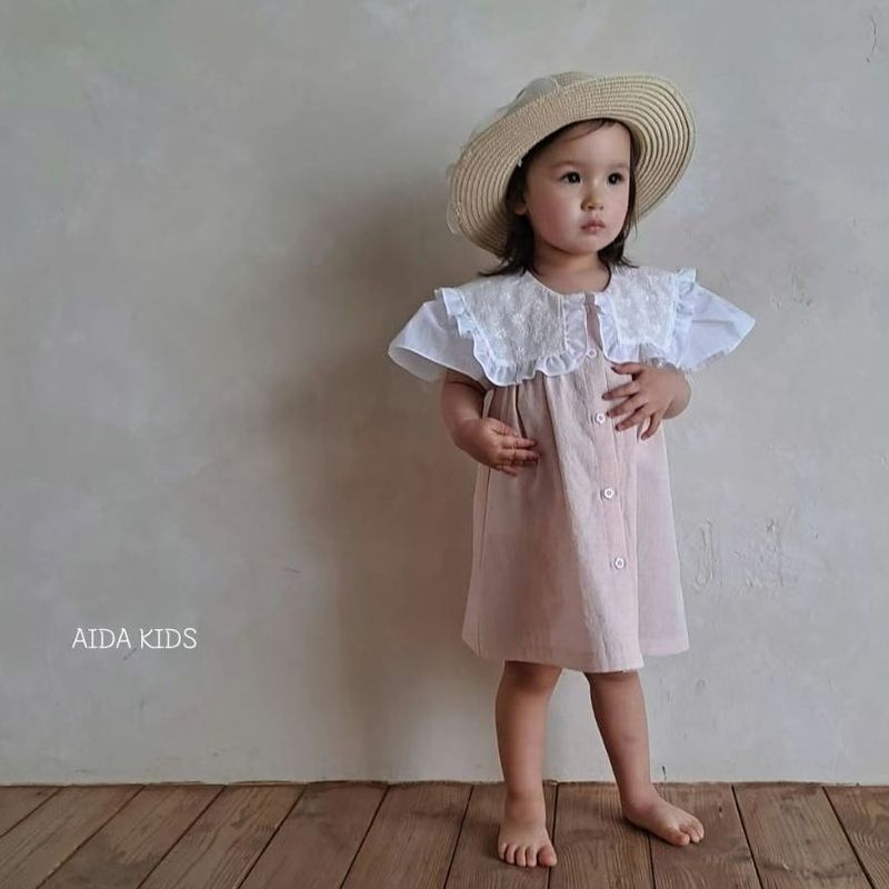 AIDA 2023 韓國童裝連身裙 OP pink cotton sleeveless dress